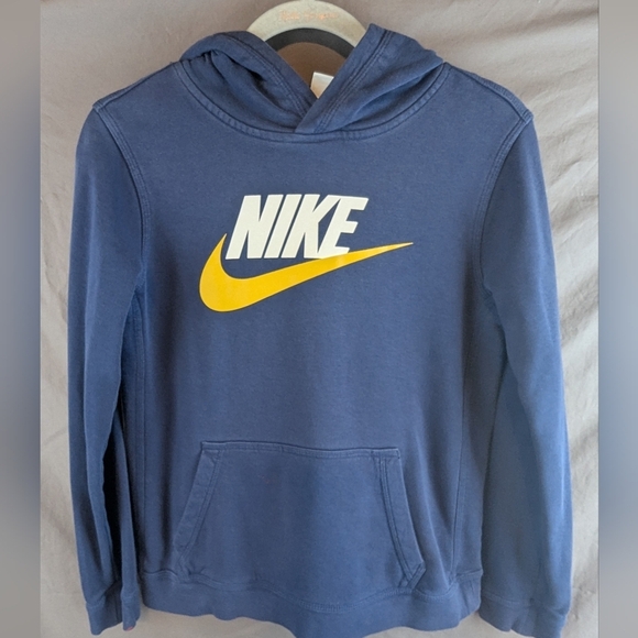 Vintage Nike Hoodie In Used Condition Navy/Yellow Size XL Kids - Picture 1 of 12